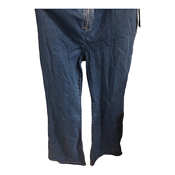 Blue jeans denim zip up flare leg jumpsuit size large new - Picture 13 of 13